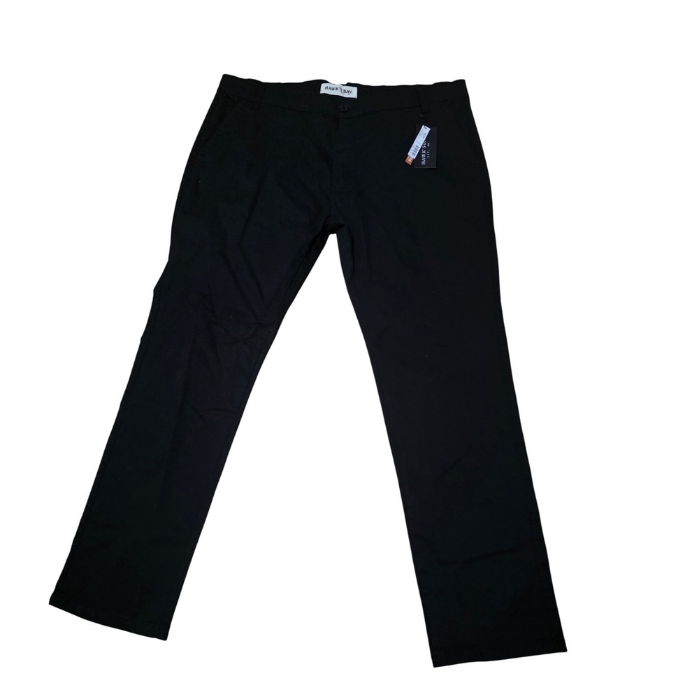 Hawks Bay Mens Chino Pants Black Flex2 Cotton Stretch Size‎ 36x32
